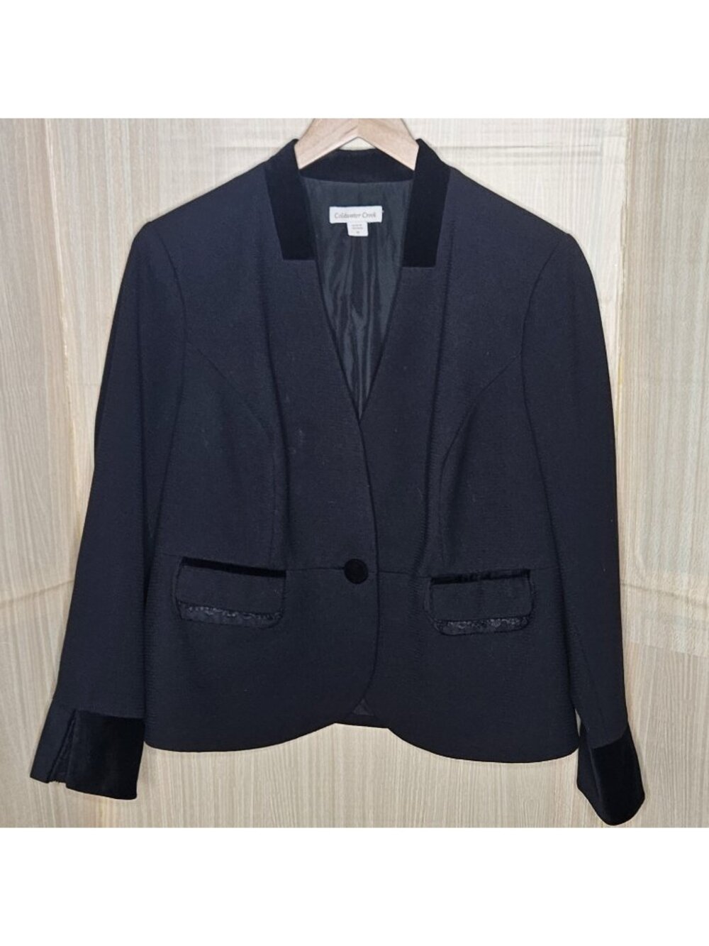 Coldwater Creek Womens Plus New Black Blazer Velvet Detail 18